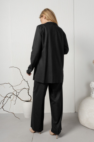 Серые брюки с карманами, резинкой и модным кроем AMORI 5192 графит_структурный - фото 5