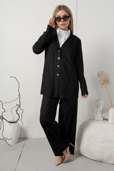 Льняные брюки с карманами AMORI 5194 черный - фото 4