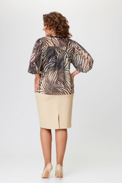 Комплект из блузы, топа и юбки в стиле на каждый день Bonna Image 925 бежевый - фото 10