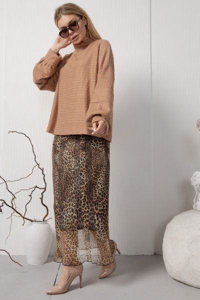 Леопардовая юбка с широкой резинкой и подкладкой AMORI 3125 леопард - фото 4