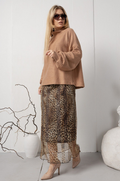 Леопардовая юбка с широкой резинкой и подкладкой AMORI 3125 леопард - фото 3