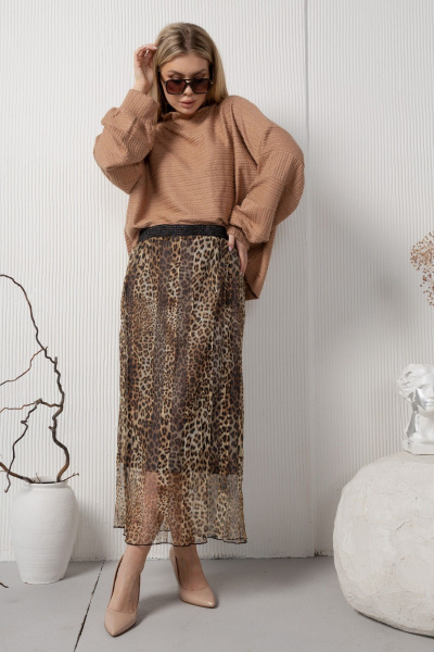Леопардовая юбка с широкой резинкой и подкладкой AMORI 3125 леопард - фото 1