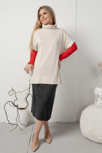 Тёплая трикотажная юбка на резинке из плотного полотна AMORI 3129 графит - фото 5