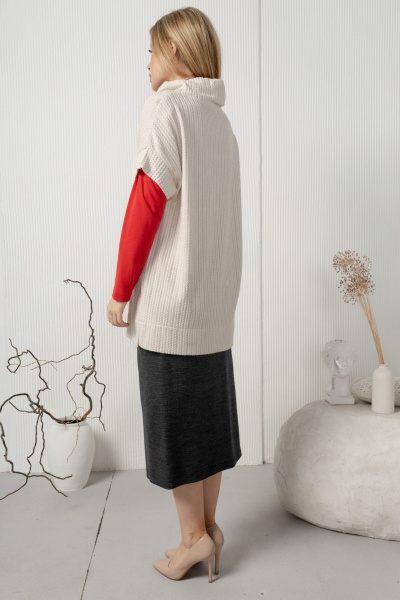 Тёплая трикотажная юбка на резинке из плотного полотна AMORI 3129 графит - фото 6