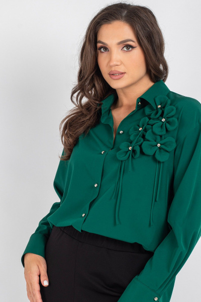 Блуза OVERSIZE со спущенным плечом и пуговицами VIZAVI 810 изумруд - фото 1