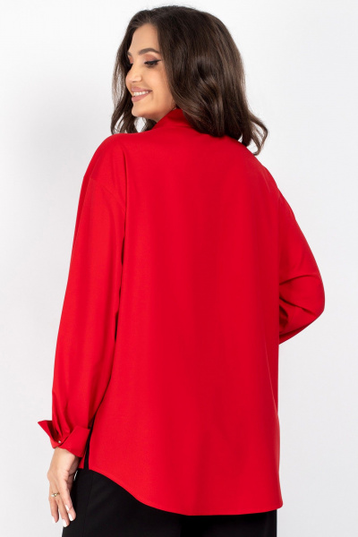 Блуза OVERSIZE со спущенным плечом и пуговицами VIZAVI 810 красный - фото 5