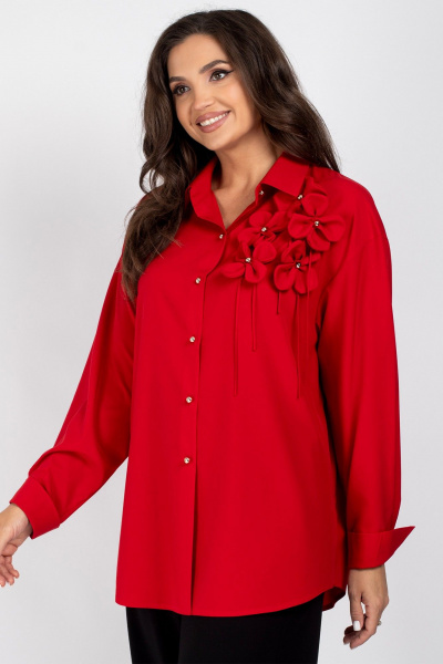 Блуза OVERSIZE со спущенным плечом и пуговицами VIZAVI 810 красный - фото 2