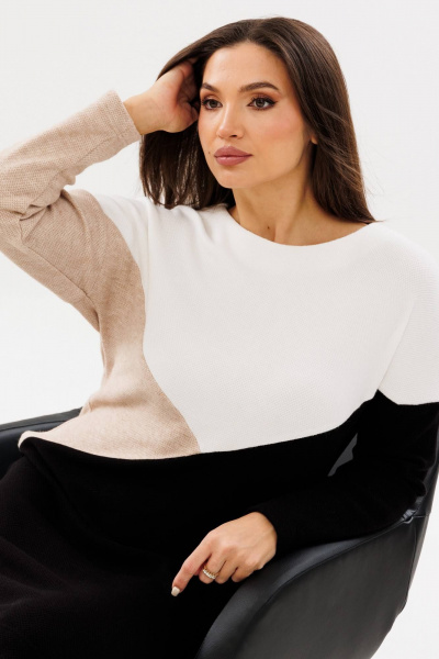 Платье из трикотажа с лодочной горловиной Ma Сherie 4078 триколор - фото 5