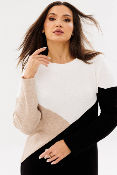 Платье из трикотажа с лодочной горловиной Ma Сherie 4078 триколор - фото 3