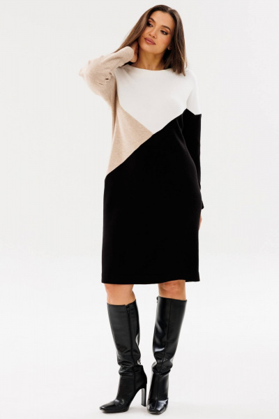 Платье из трикотажа с лодочной горловиной Ma Сherie 4078 триколор - фото 2