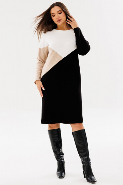 Платье из трикотажа с лодочной горловиной Ma Сherie 4078 триколор - фото 1