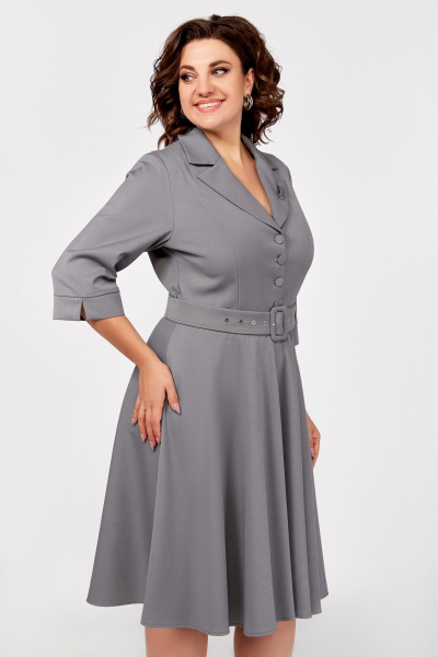 Платье из вискозы с V-образным вырезом и поясом Swallow 776 - фото 6