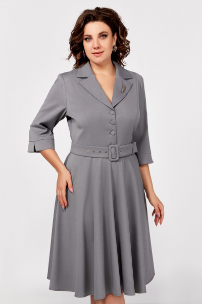 Платье из вискозы с V-образным вырезом и поясом Swallow 776 - фото 5