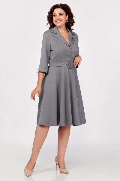 Платье из вискозы с V-образным вырезом и поясом Swallow 776 - фото 1