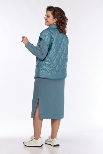 Комплект из жилета и платья из трикотажа и плащевой ткани БагираАнТа 895 голубой - фото 5