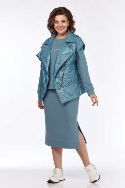 Комплект из три предмета: джемпер юбка жилет на каждый день БагираАнТа 934 голубой - фото 1