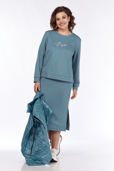 Комплект из три предмета: джемпер юбка жилет на каждый день БагираАнТа 934 голубой - фото 5