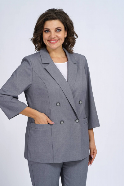 Деловой комплект с жакетом полуприлегающего силуэта Пинск-Стиль 3137 серый - фото 6