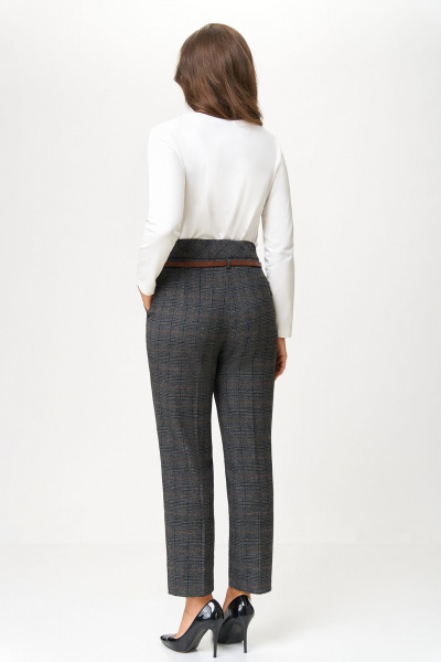 Брюки со стрелками из клетчатой ткани с поясом-ремнём Bazalini 4926-1 - фото 2