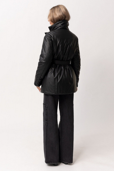 Демисезонная куртка из экокожи с утеплителем и съемным поясом Golden Valley 7120 черный - фото 3