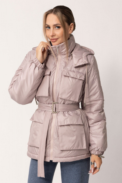 Плащевка куртка утепленная с капюшоном и съемным поясом Golden Valley 7160 розовый - фото 1
