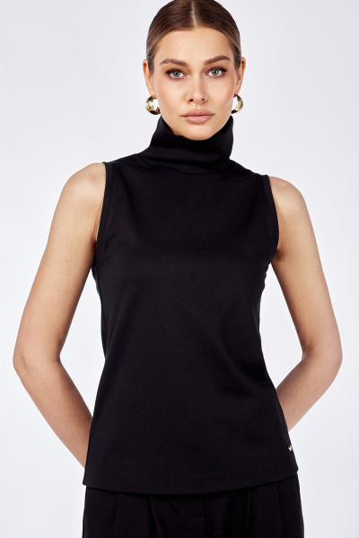 Водолазка без рукавов с высоким воротником из мягкой эластичной ткани TANYA NOVACHUK 6.006/BK - фото 9