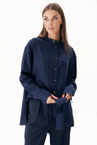 Классические брюки со шлёвками и мягкими складками для деловых повседневных образов Fantazia Mod 4934 темно-синий - фото 5