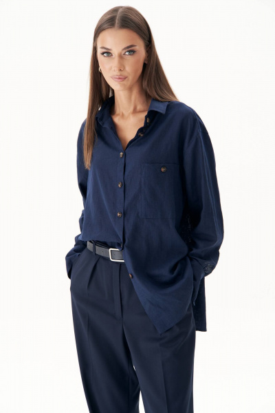 Классические брюки со шлёвками и мягкими складками для деловых повседневных образов Fantazia Mod 4934 темно-синий - фото 3