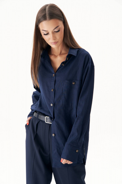 Классические брюки со шлёвками и мягкими складками для деловых повседневных образов Fantazia Mod 4934 темно-синий - фото 2