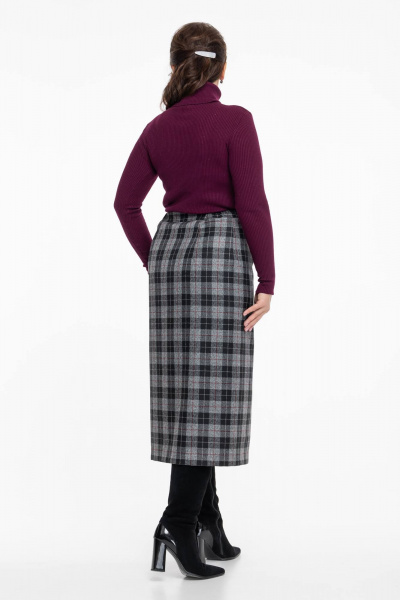 Юбка шерстяная миди классическая с разрезом и теплой защитой Дорофея 259 черный,серый,бордовый,красный - фото 6