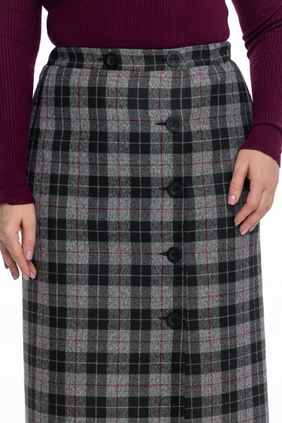 Юбка шерстяная миди классическая с разрезом и теплой защитой Дорофея 259 черный,серый,бордовый,красный - фото 5