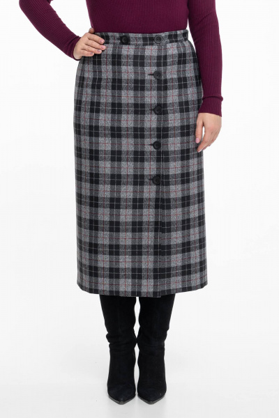 Юбка шерстяная миди классическая с разрезом и теплой защитой Дорофея 259 черный,серый,бордовый,красный - фото 4