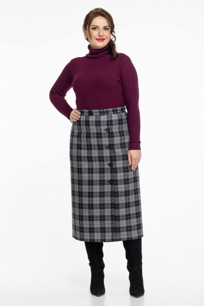 Юбка шерстяная миди классическая с разрезом и теплой защитой Дорофея 259 черный,серый,бордовый,красный - фото 3