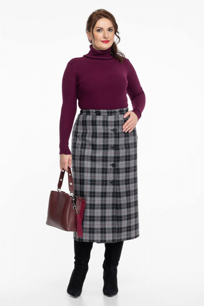 Юбка шерстяная миди классическая с разрезом и теплой защитой Дорофея 259 черный,серый,бордовый,красный - фото 2