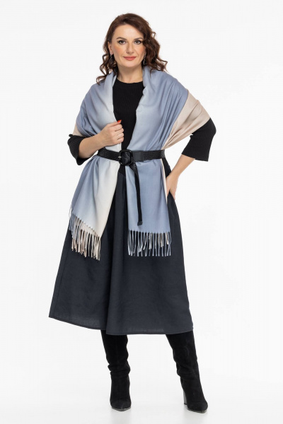 Платье свободного кроя из рикотажного трикотажа Дорофея 821 черный,графит - фото 3