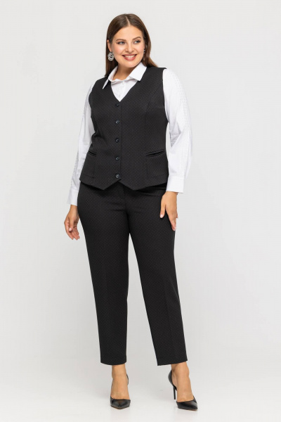 Комплект жакет и брюки палаццо из струящейся ткани Avila 0963 черный - фото 9