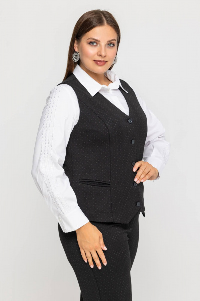 Комплект жакет и брюки палаццо из струящейся ткани Avila 0963 черный - фото 7