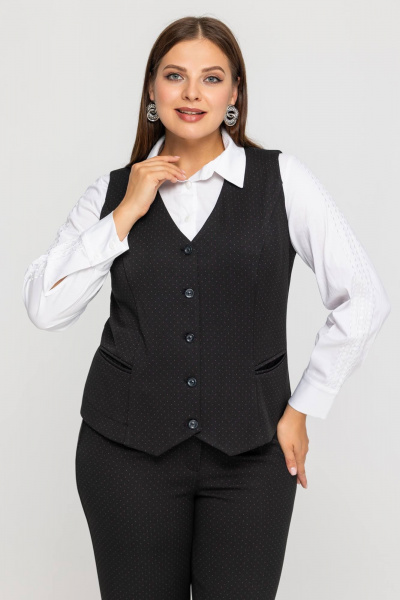 Комплект жакет и брюки палаццо из струящейся ткани Avila 0963 черный - фото 6