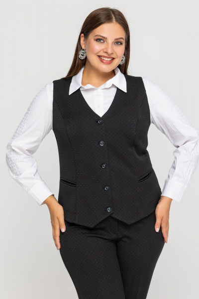 Комплект жакет и брюки палаццо из струящейся ткани Avila 0963 черный - фото 5