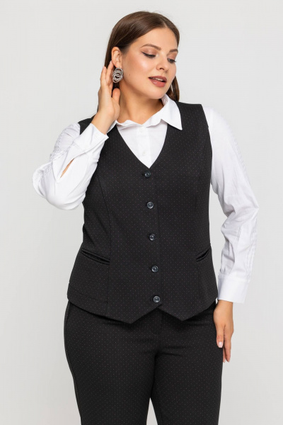 Комплект жакет и брюки палаццо из струящейся ткани Avila 0963 черный - фото 4