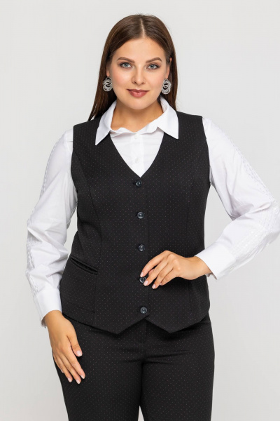 Комплект жакет и брюки палаццо из струящейся ткани Avila 0963 черный - фото 1