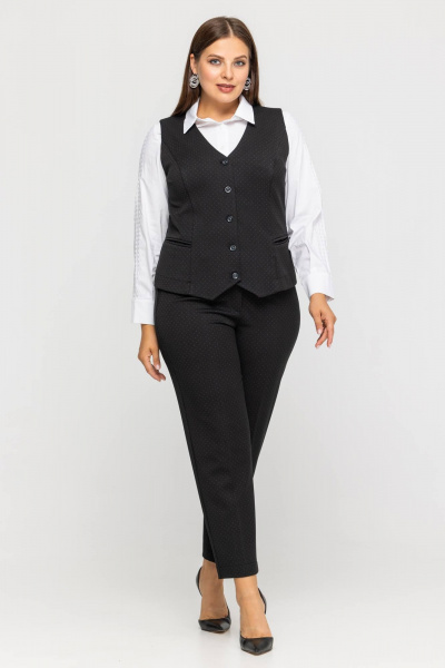 Комплект жакет и брюки палаццо из струящейся ткани Avila 0963 черный - фото 2