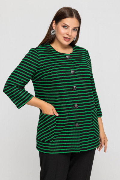 Кардиган больших размеров из мягкого материала с карманами Avila 0965 зеленый - фото 4