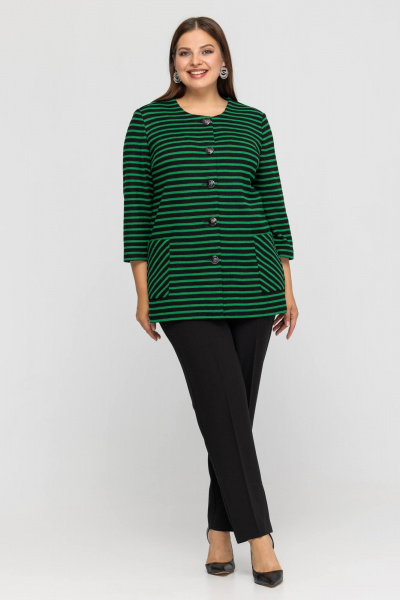 Кардиган больших размеров из мягкого материала с карманами Avila 0965 зеленый - фото 3