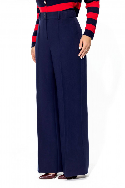 Брюки широкие из костюмного немнущегося текстиля Gold Style 2670 темно-синий - фото 10