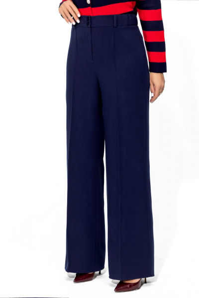 Брюки широкие из костюмного немнущегося текстиля Gold Style 2670 темно-синий - фото 9