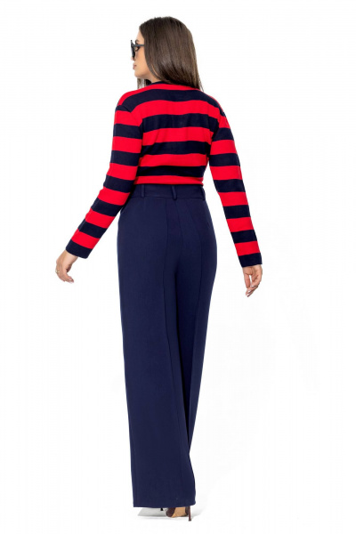 Брюки широкие из костюмного немнущегося текстиля Gold Style 2670 темно-синий - фото 5