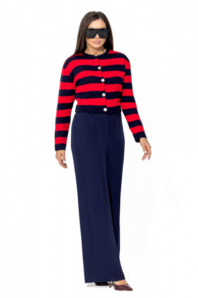 Брюки широкие из костюмного немнущегося текстиля Gold Style 2670 темно-синий - фото 3