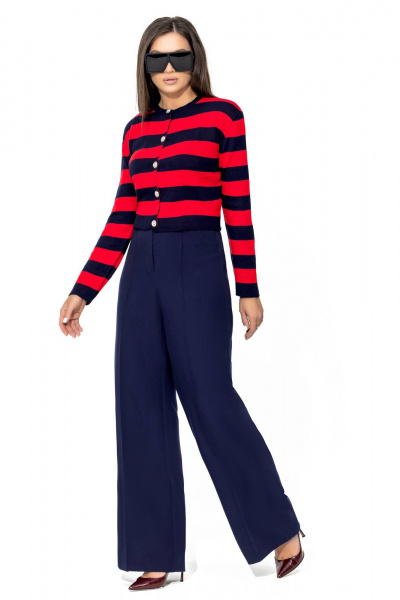 Брюки широкие из костюмного немнущегося текстиля Gold Style 2670 темно-синий - фото 2