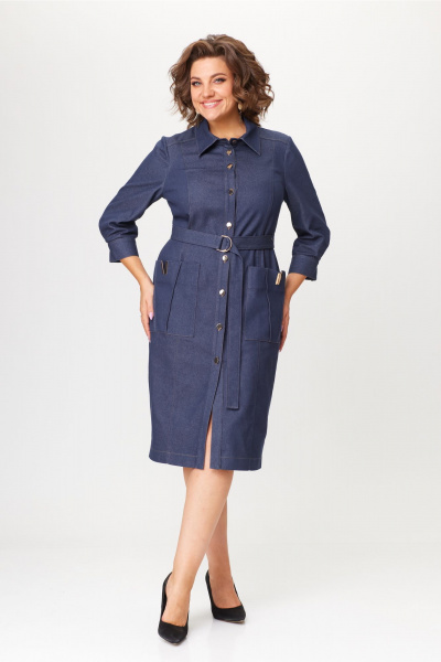 Джинсовое платье в стиле casual с карманами Bonna Image 942 синий - фото 11